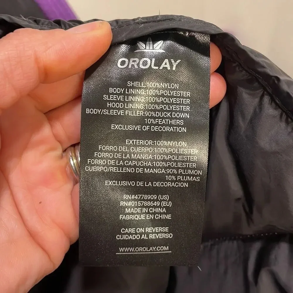 Orolay woman’s bright purple puffer trench jacket